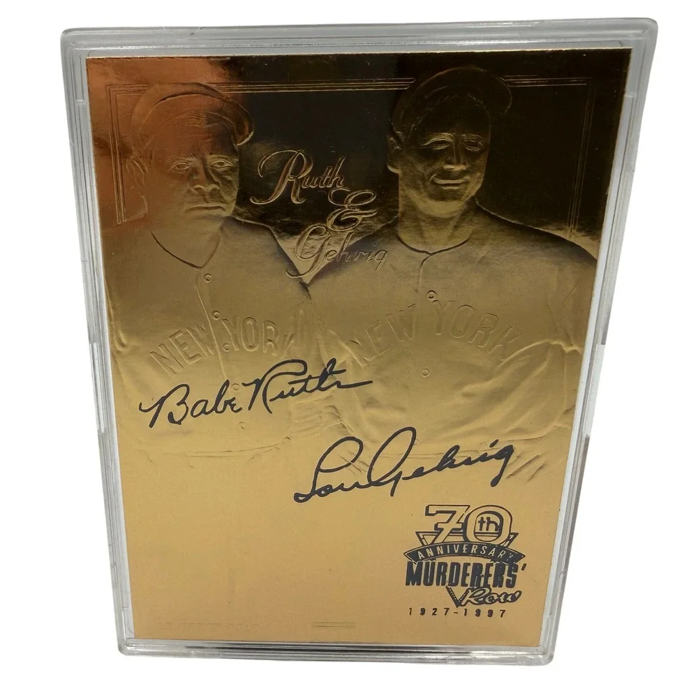 Babe Ruth Lou Gehrig 23KT Gold Card 1927 Murderers Row 70th Anniversary Avon